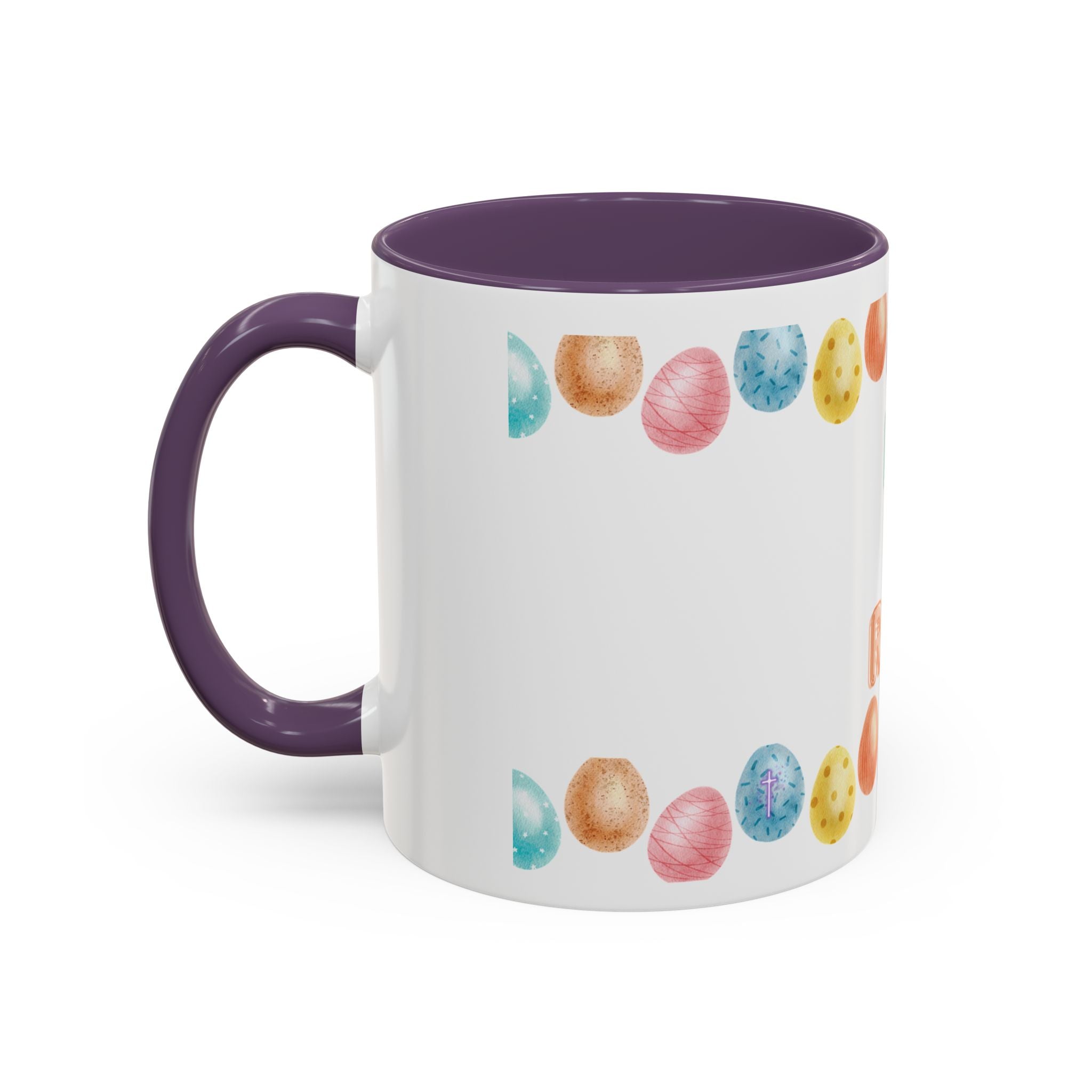 He Is Risen! Easter Accent Coffee Mug – Colorful Pastel Egg Border (11/15oz)