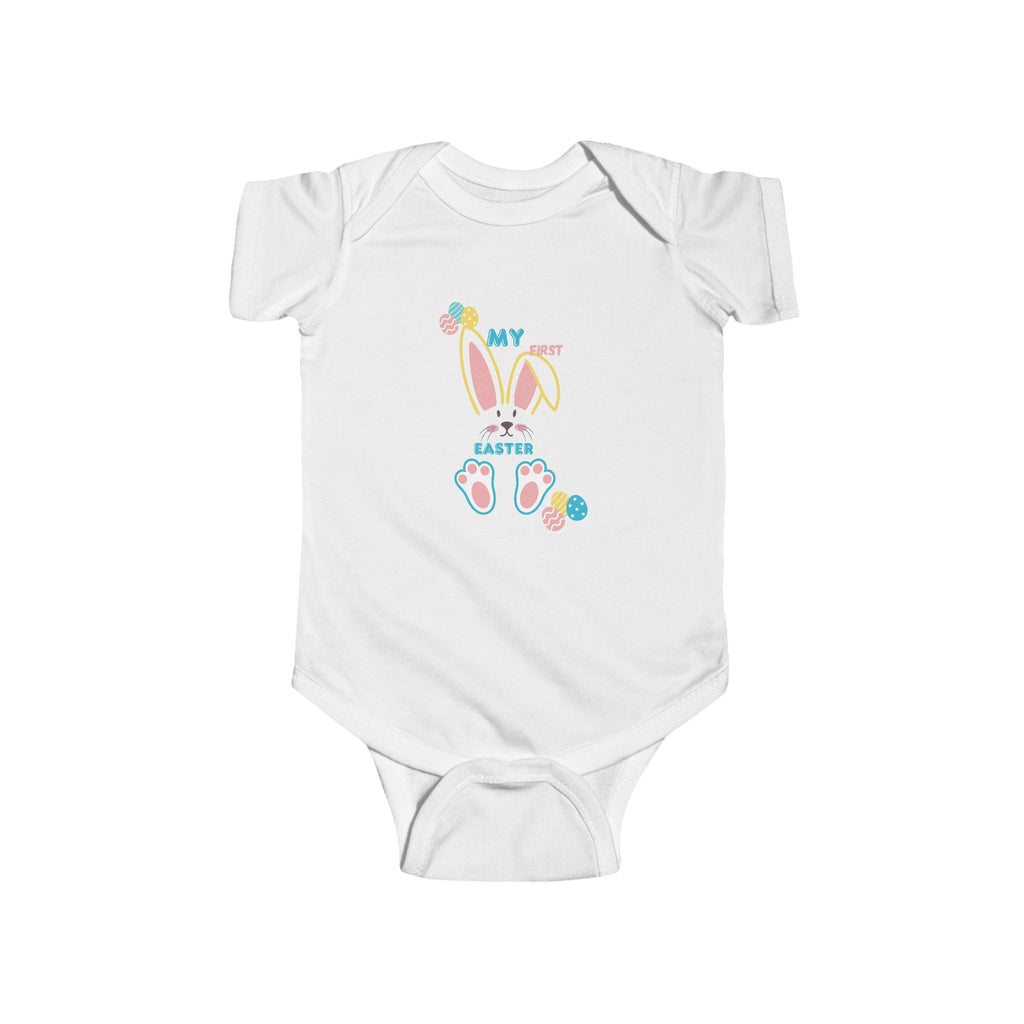 Easter Infant Bodysuit — “My First Easter” Bunny Feet + “He Is Risen” Pastel Onesie