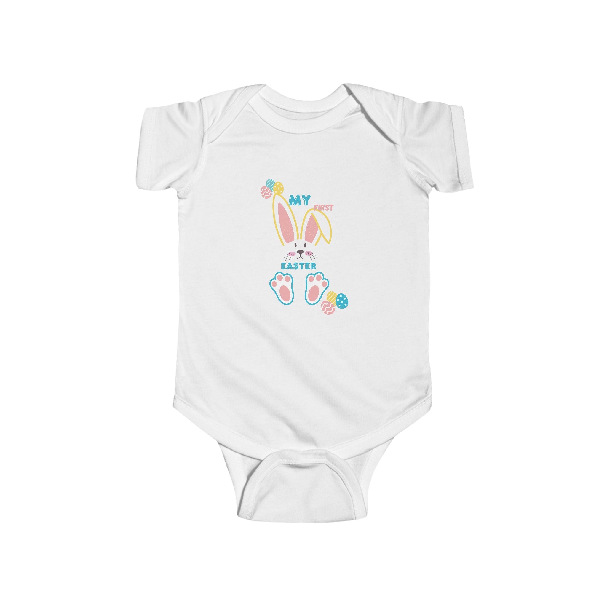 Easter Infant Bodysuit — “My First Easter” Bunny Feet + “He Is Risen” Pastel Onesie