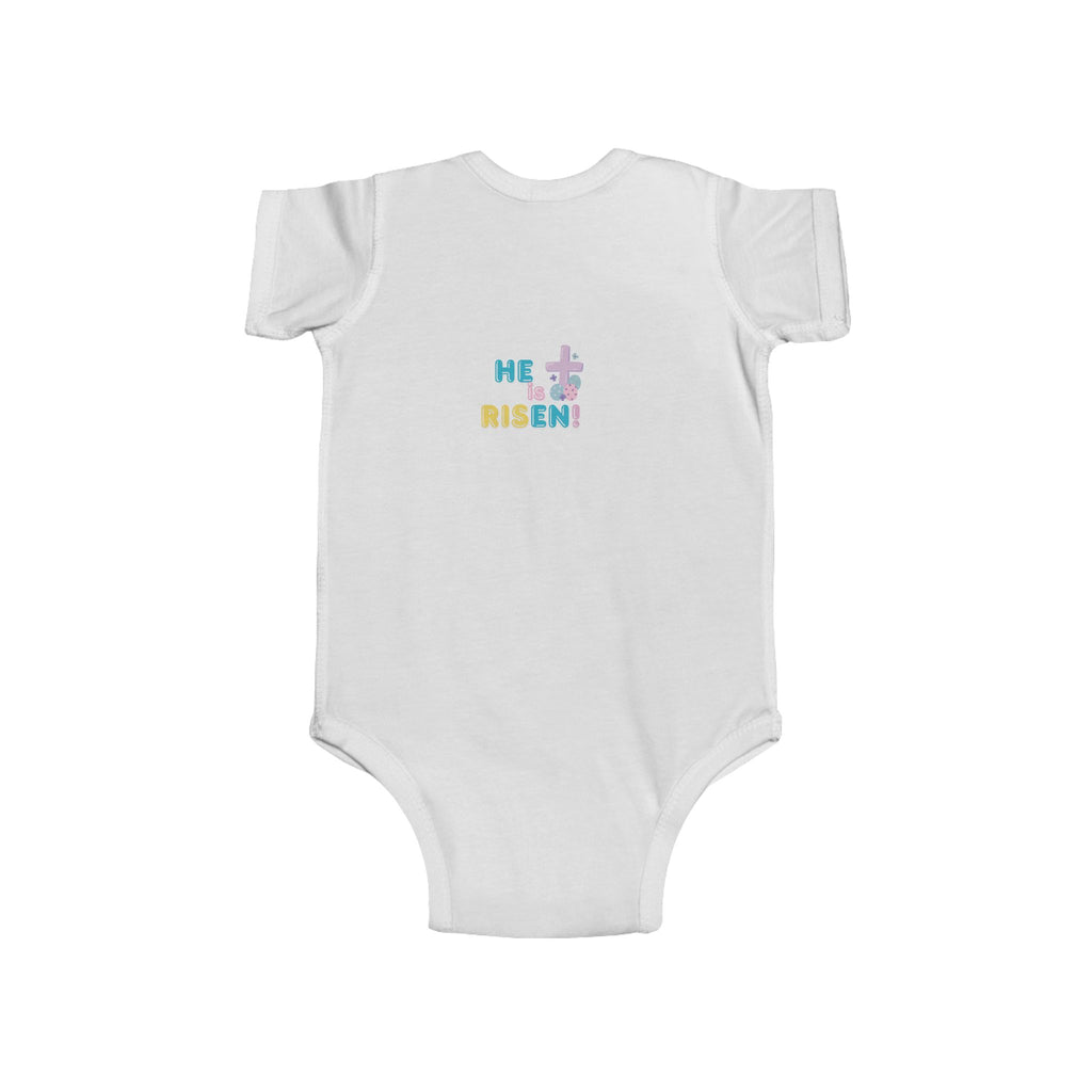 Easter Infant Bodysuit — “My First Easter” Bunny Feet + “He Is Risen” Pastel Onesie