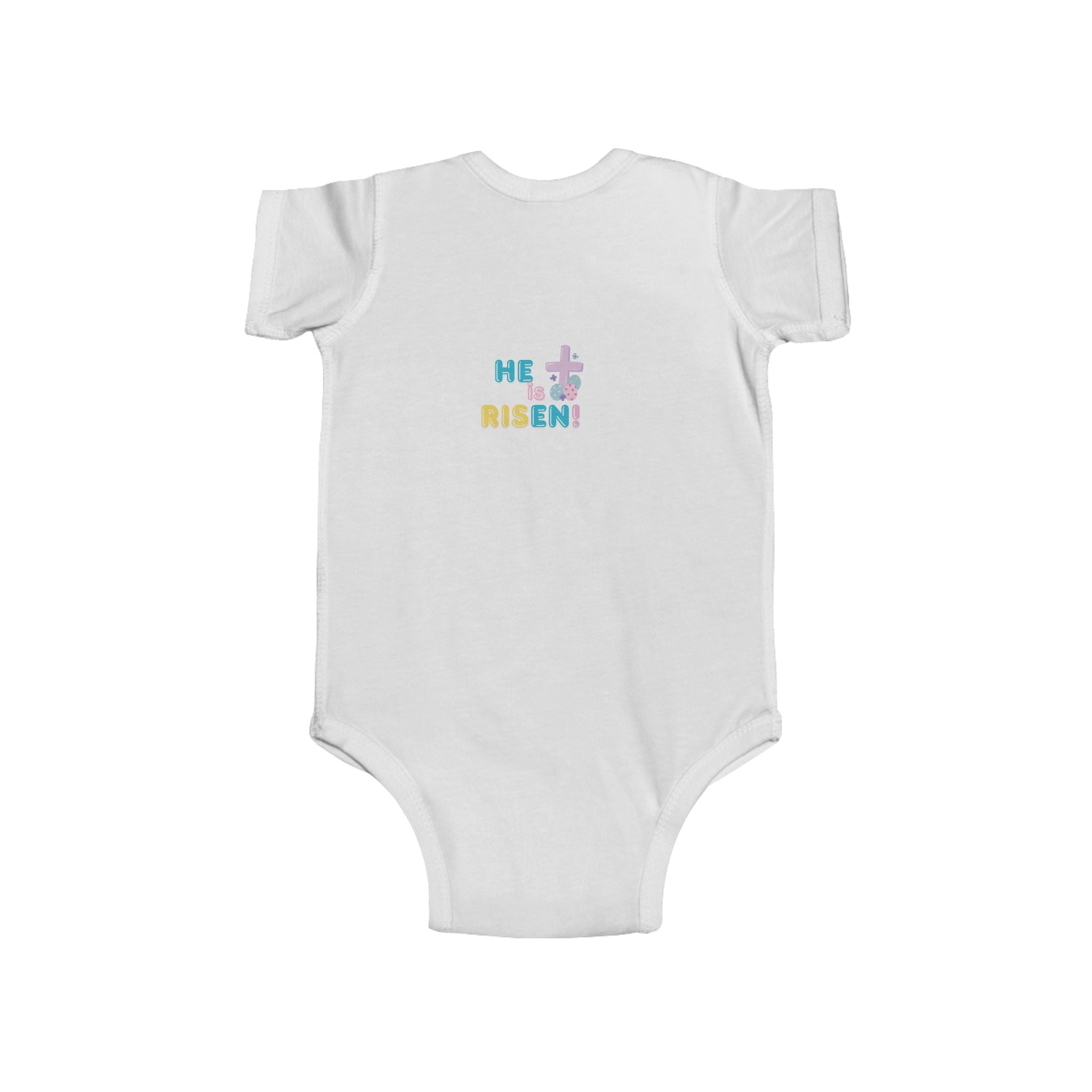 Easter Infant Bodysuit — “My First Easter” Bunny Feet + “He Is Risen” Pastel Onesie